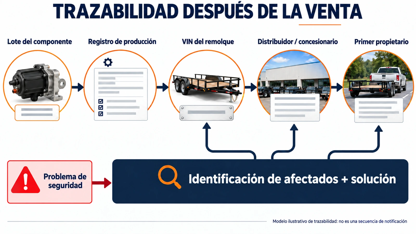 Trazabilidad de componentes desde el lote de producción hasta una retirada de seguridad