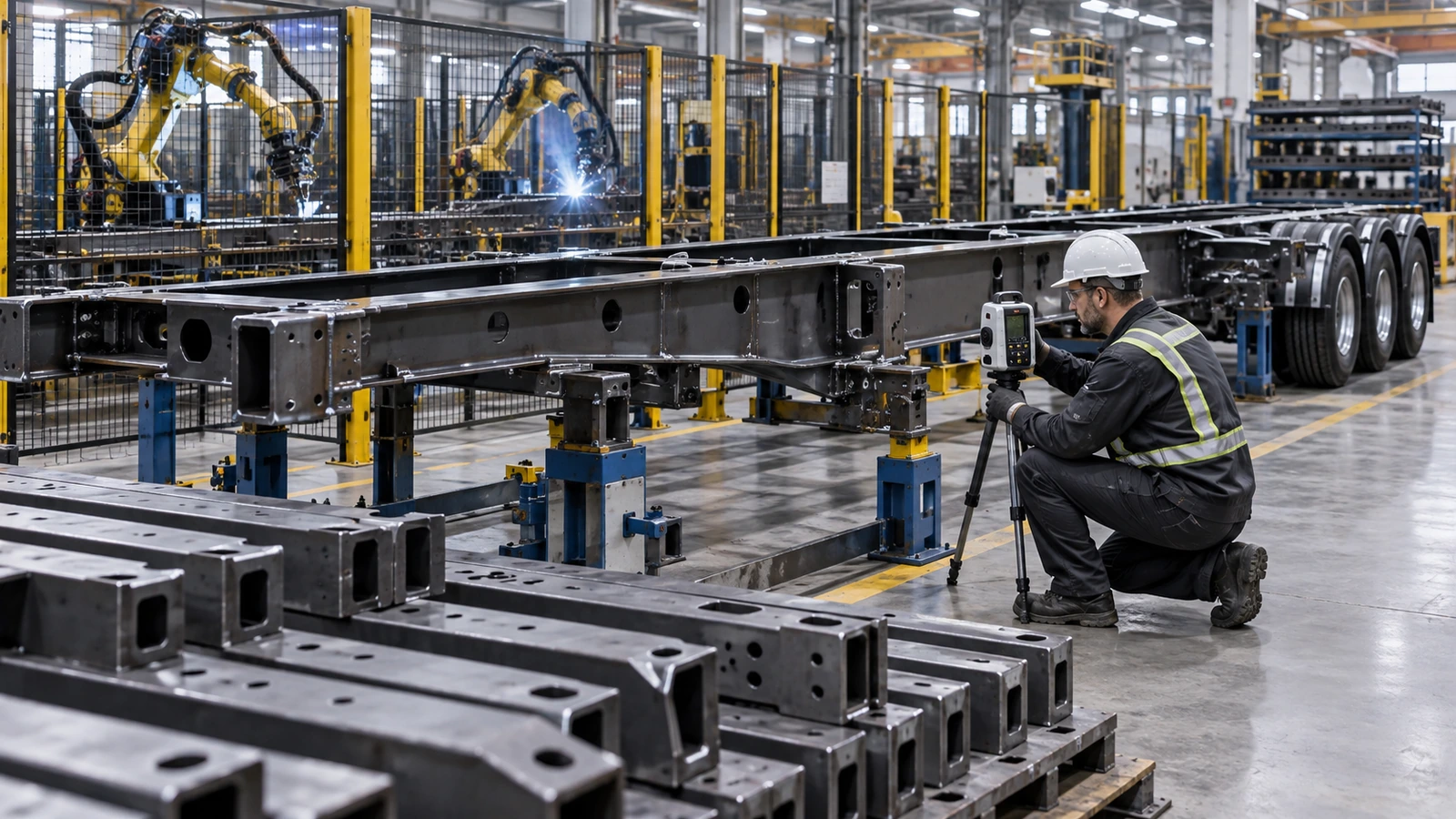 Soldadura automatizada y control dimensional en la producción de remolques de acero de alta resistencia