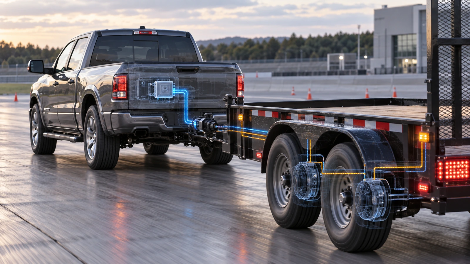牽引車のソフトウェアとトレーラーのブレーキ・灯火を結ぶ安全システム