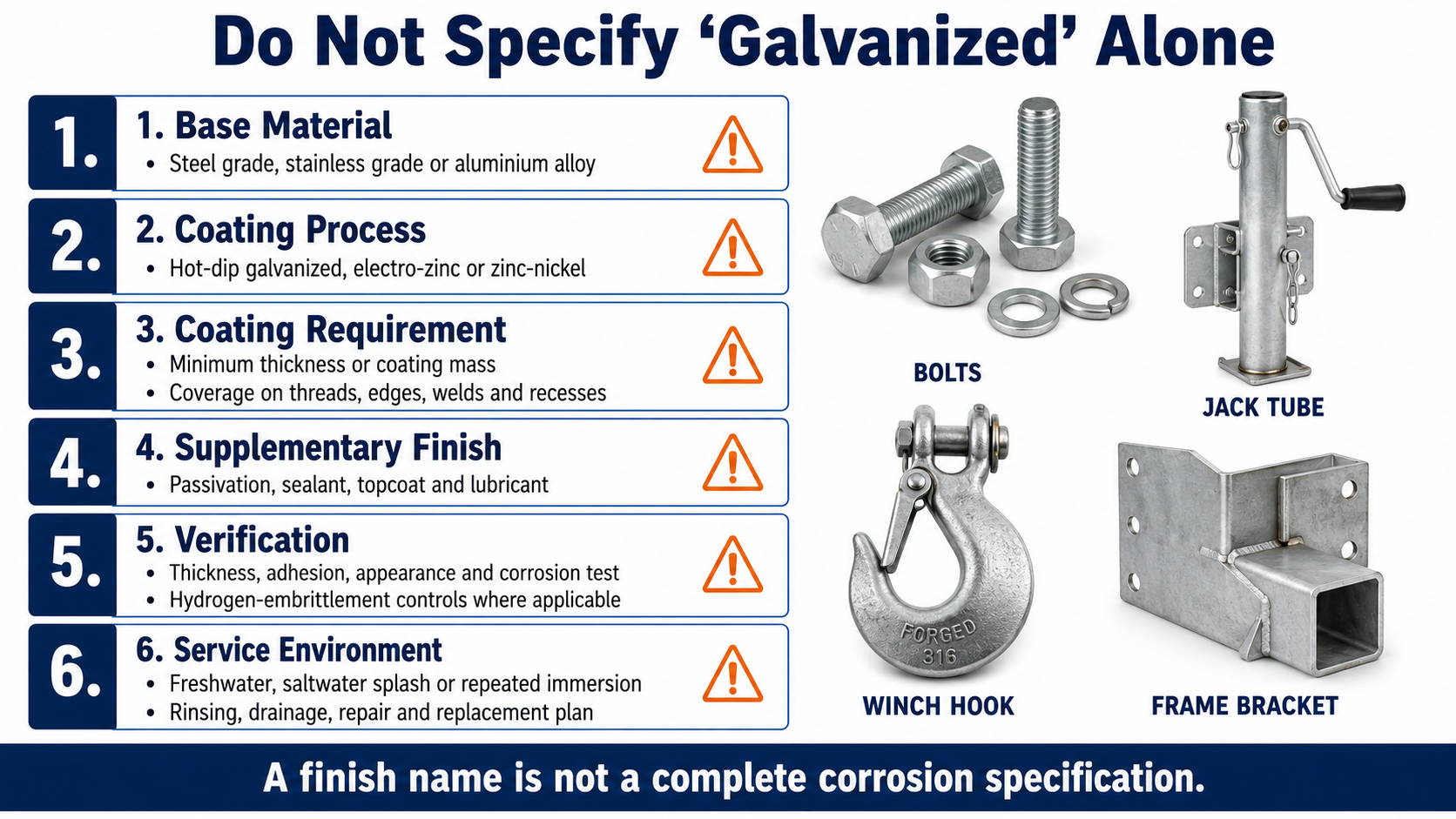 marine trailer hardware corrosion specification and RFQ checklist