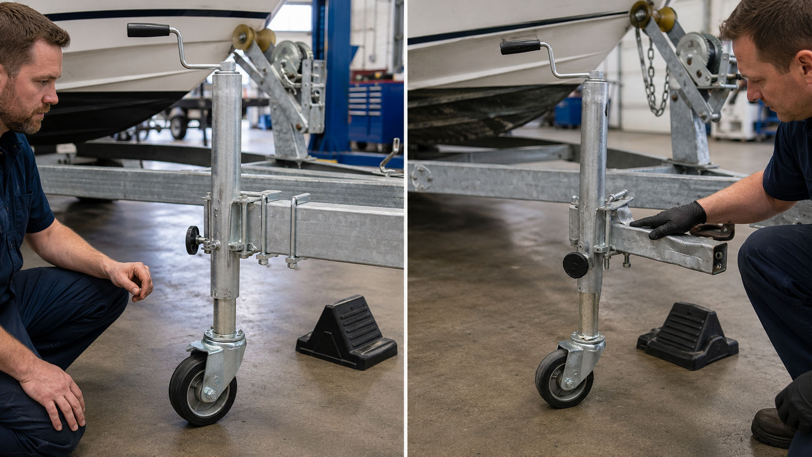 correct structural beam mount and poor trailer jack mounting position comparison