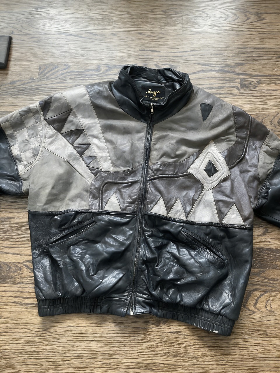 Geometric Abstract Patterns with leather coat