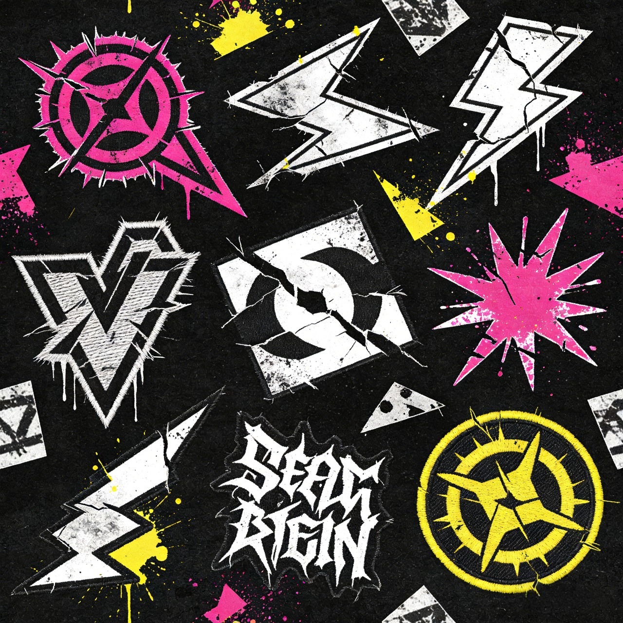 Abstract and deconstructive pattern design punk patches