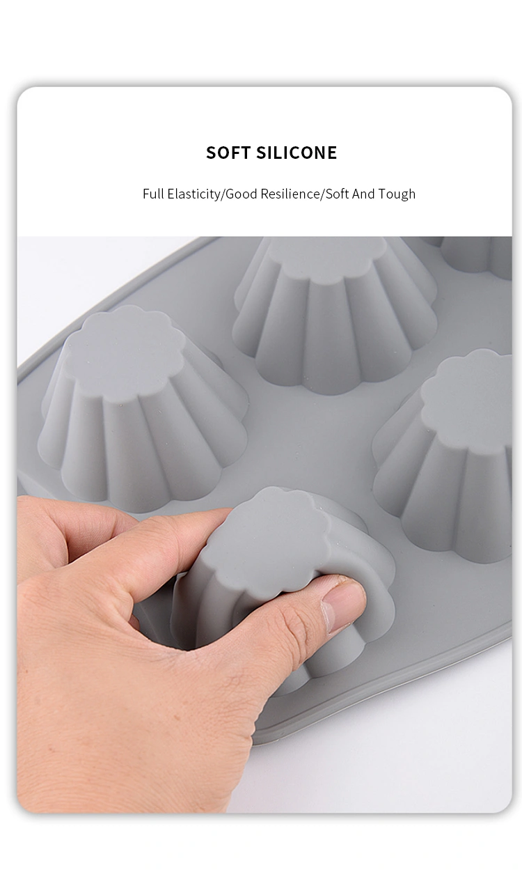 Low MOQ Wholesale Cake baking Mold 6 Cavities Bread Baking Tray Silicone Muffin Pan Hot Sale Flower Shaped Cake Mold