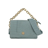 blue snakeskin chain bag