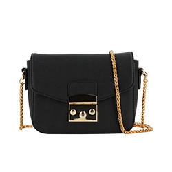 black pu handbag with chain strap