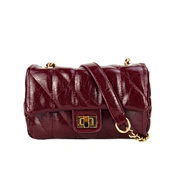 wine red handbag with lutch