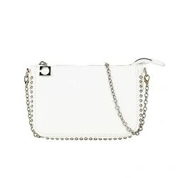 white handbag with chain charming