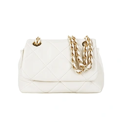 white handbag with chain strap