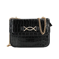 crocodile print chain handbag