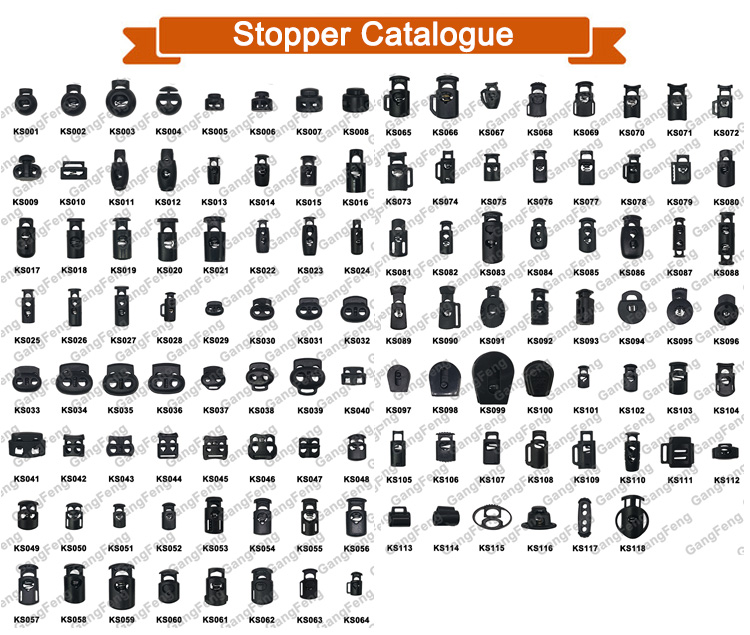 Hot Sale Guanfeng Accessories Plastic Material Black Color Customized Design Garment Drawstring Cord Stopper