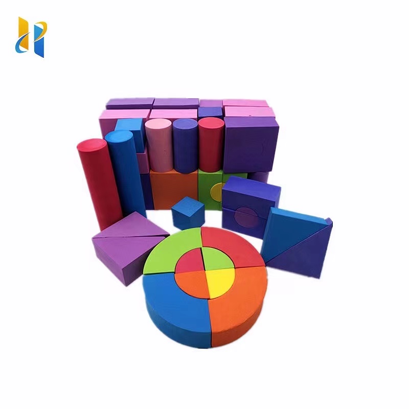 Children playing with colorful EVA building blocks