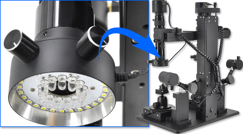 Dual Coaxial LED of bullet comparison microscope drawing