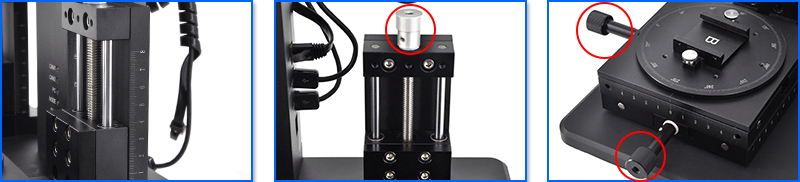 Comparison microscope workbench adjustment