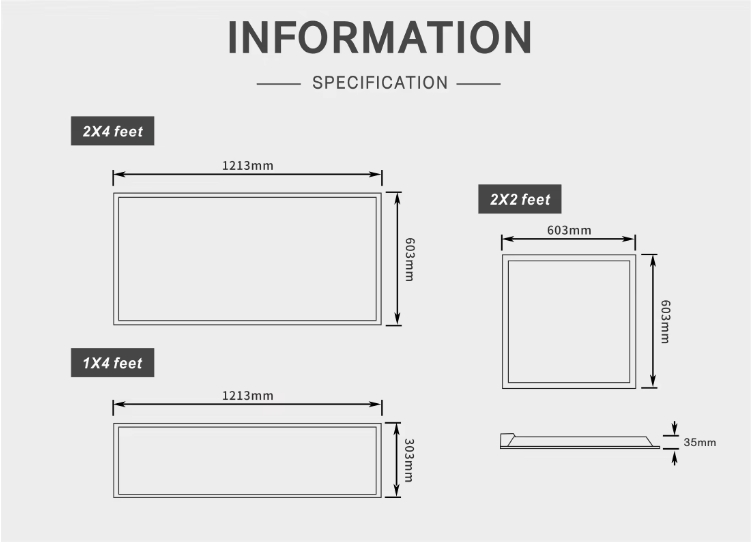 Specification of 2 x 4 led light fixture