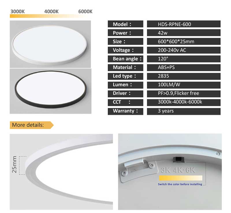 adjustable color ceiling panel light