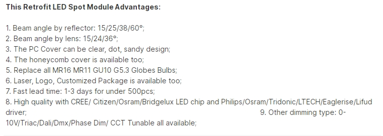 Features of led spotlights