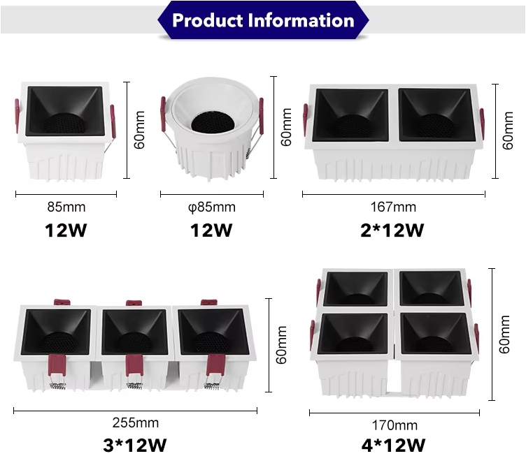 Product dimension of led downlight