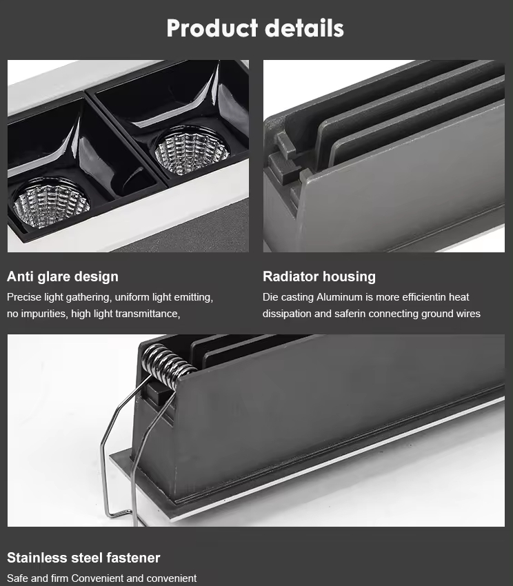 anti-glare design with 4w line spotlight