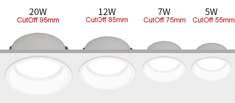 Optional size with 12w led downlight