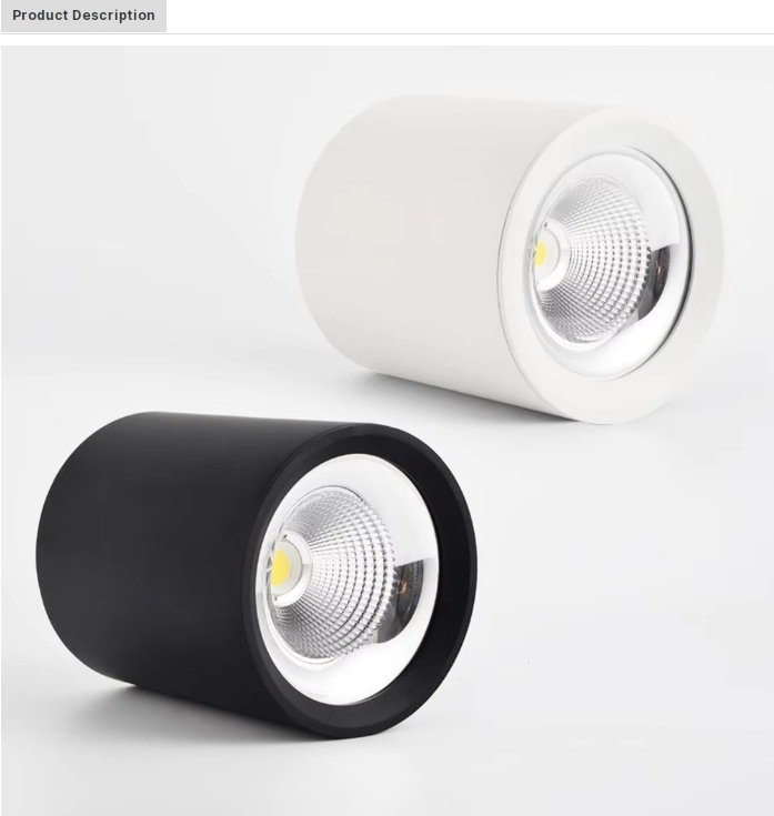 Aluminum alloy body COB surface mounted downlight