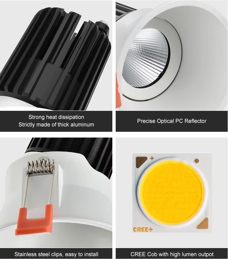 Quick heat dissipation of 12w anti-glare spotlight