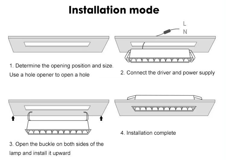 Installation mode with linear spot light