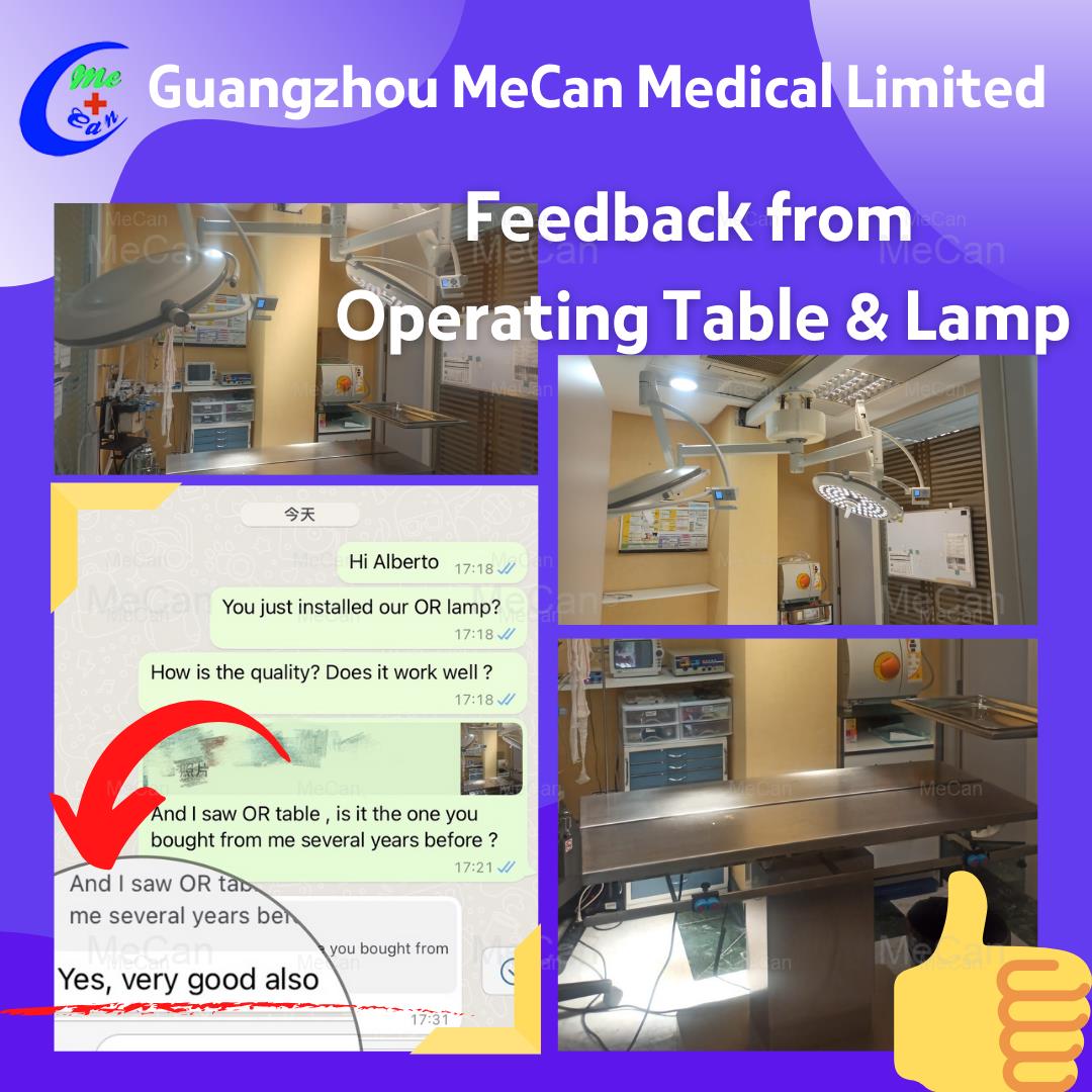 Customers feedback on the Operating Table and Surgical Light
