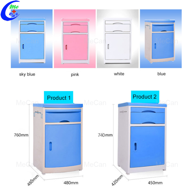 Medical Blue White Pink ABS Hospital Bedside Cabinet 13