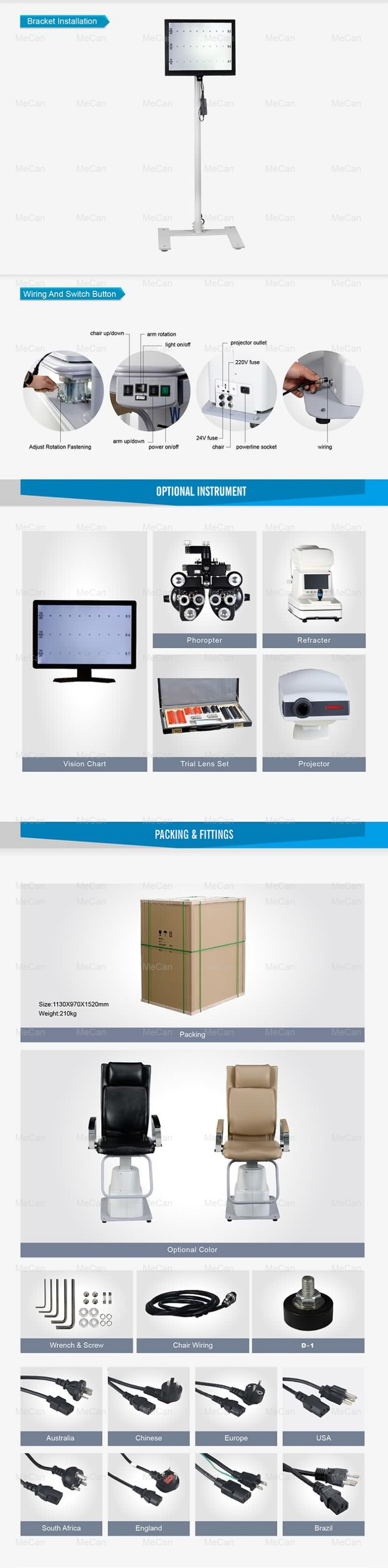 Medical Equipment Examination Chair Ophthalmic Unit with Good Price 8