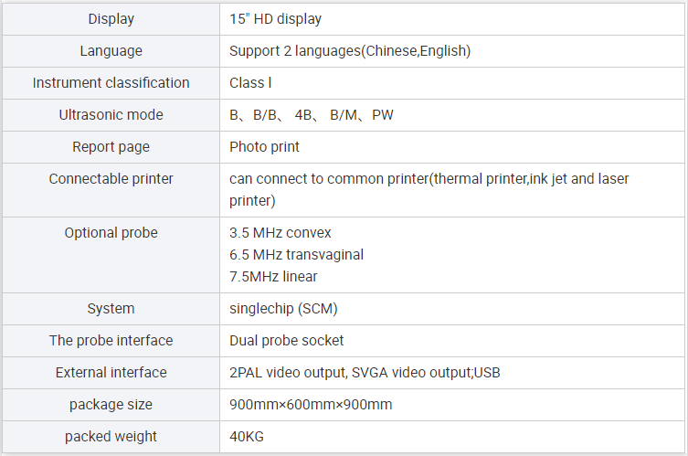Parameters of Mobile Trolley B/W Ultrasound Machine For Hospital