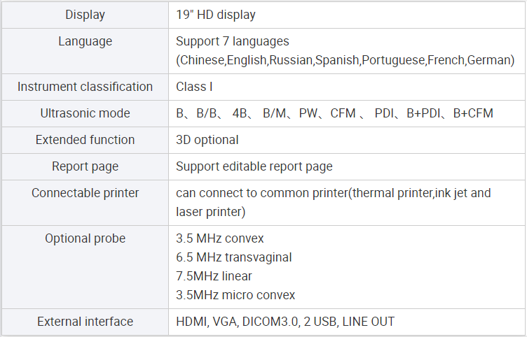  Parameters of Color Doppler 3D Trolley Ultrasound Machine For Hospital