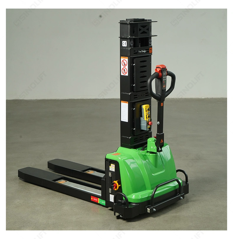 Self loading electric pallet stacker with overload protection