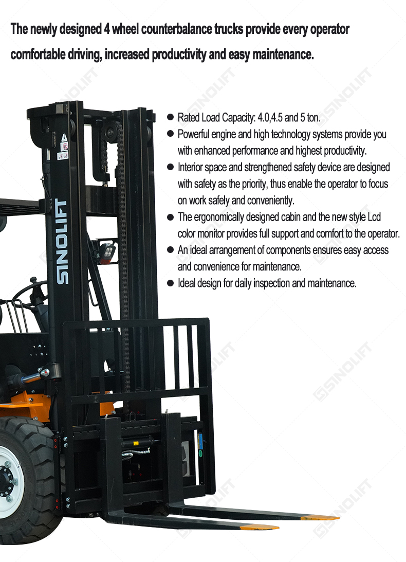 4.0T to 5.0T forklift with low-emission engine and DPF aftertreatment
