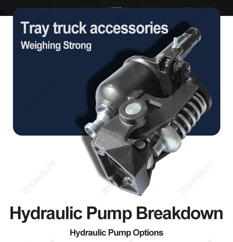 Tool-free replacement hydraulic pump with ISO 4401 ports for industrial pallet trucks