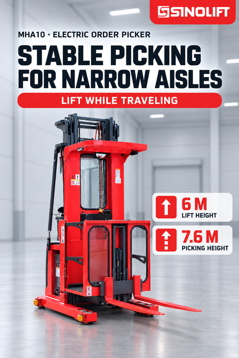 MHA10 Medium-Level Electric Order Picker | MHA Series 1.0 Ton Open/Closed Cab