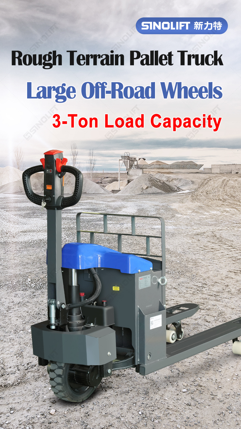 EPT30RTS 3-ton electric rough terrain pallet truck climbing 8% slope