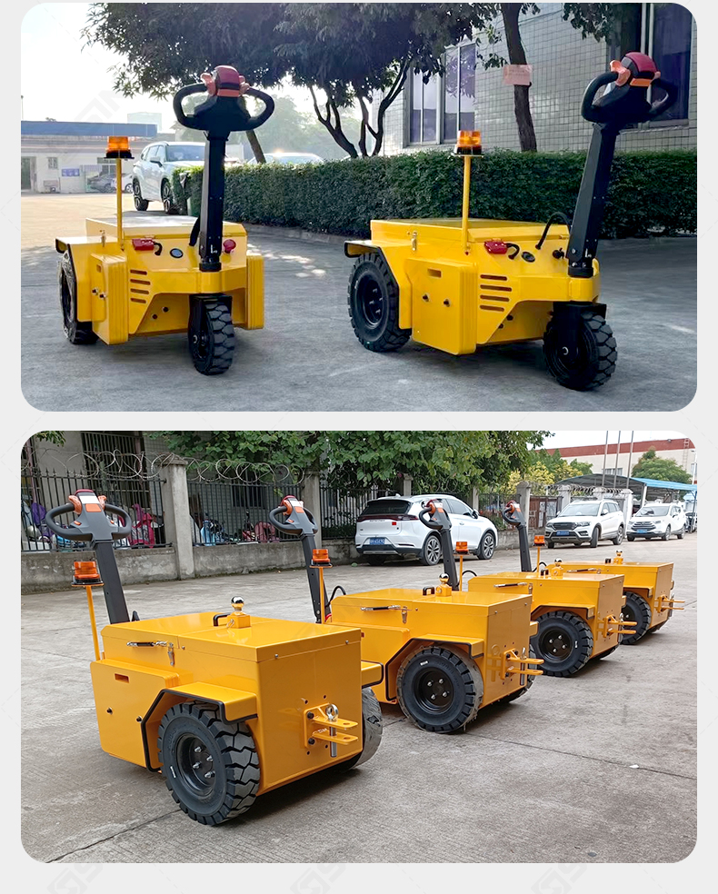 Heavy-load tow tractors with reinforced towing hooks