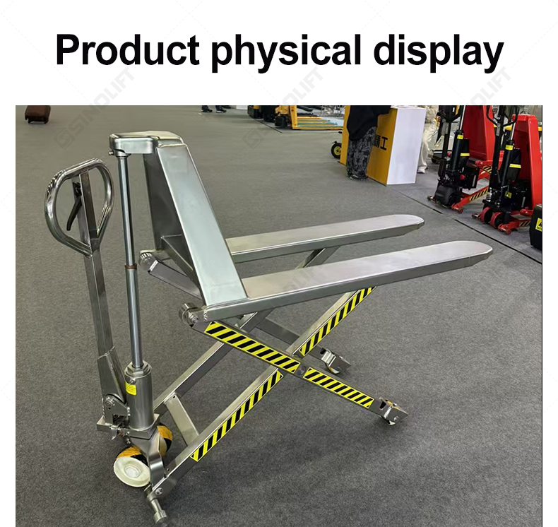 Three-Stage Hydraulic High Lift Truck – Provides stable lifting for palletized goods in warehouses, workshops, and distribution centers.