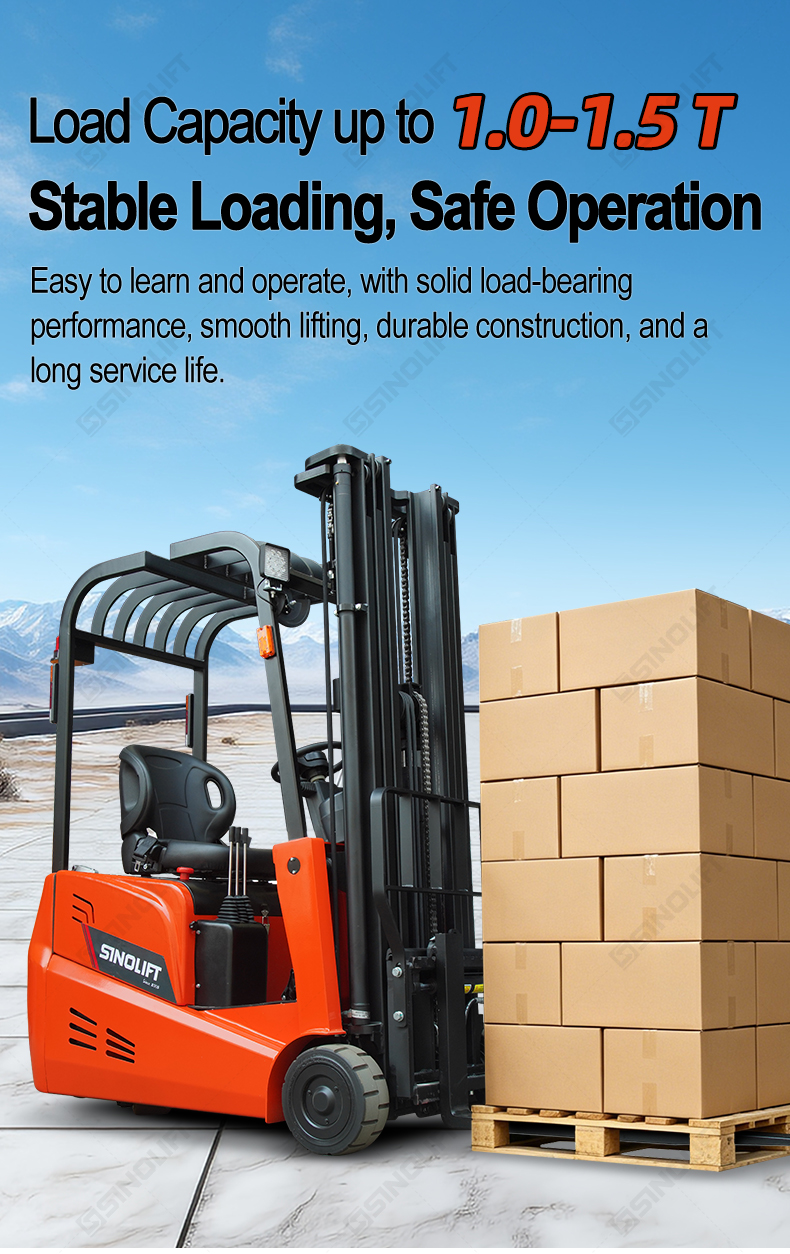 1.0-1.5T CPDS10A/15A Three Wheel Electric Forklift for Narrow Aisles