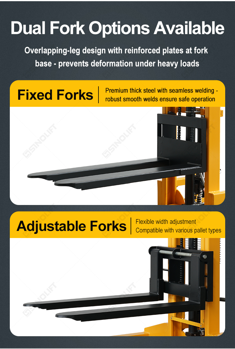 Industrial manual pallet stacker with reinforced steel frame
