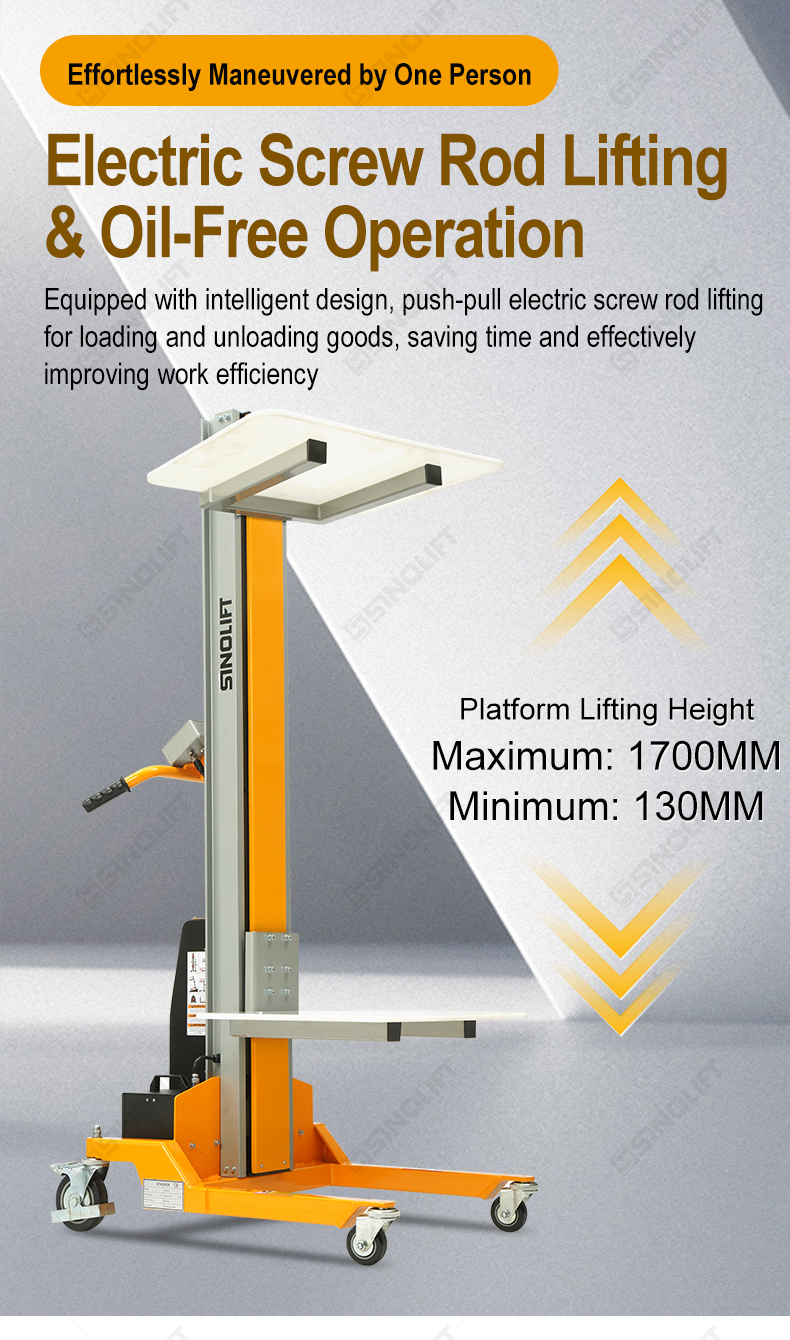 User-friendly electric stacker with self-diagnostic function and large-capacity battery.