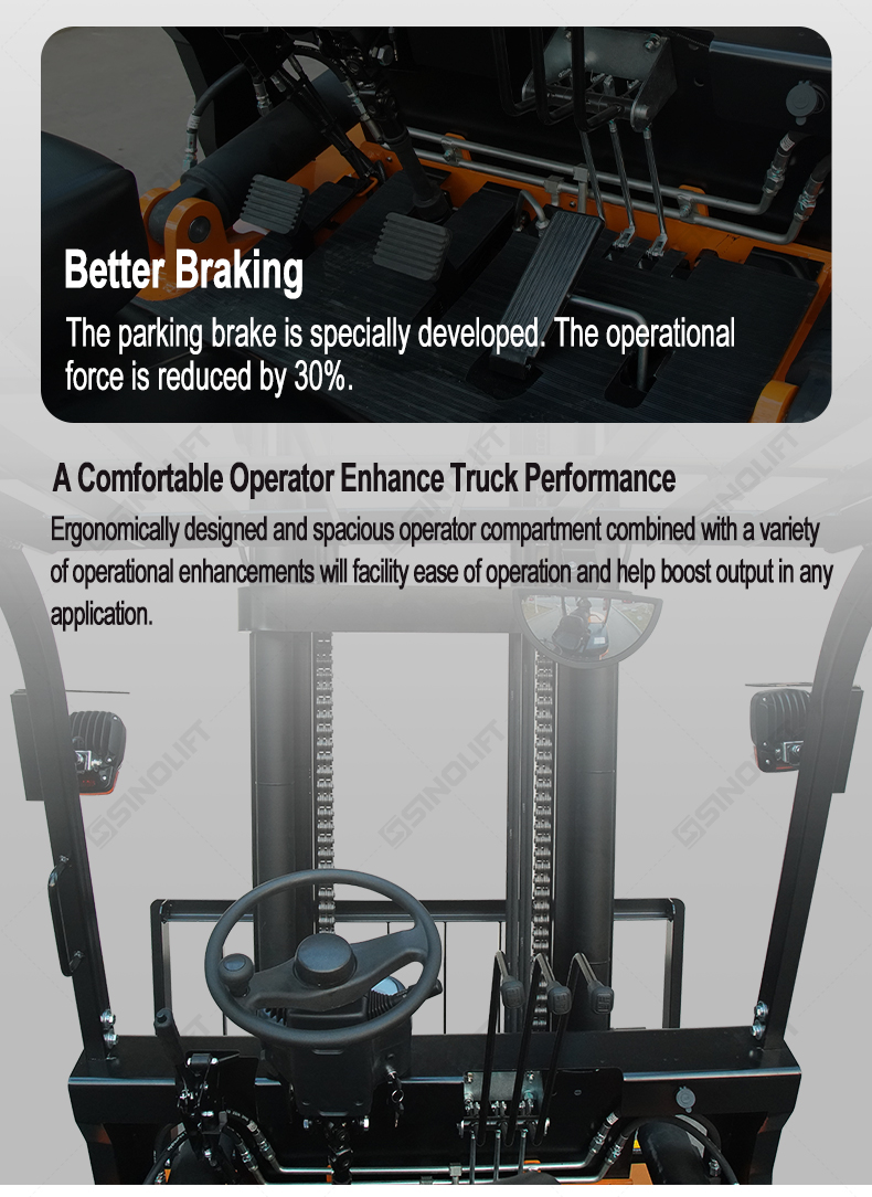 Durable counterbalance forklift with easy-maintenance engine compartment