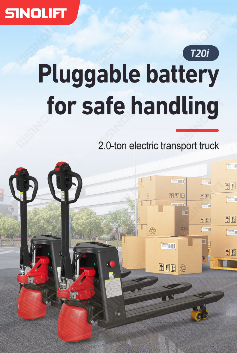 The T20i is designed for efficient material handling in warehouses, factories, and confined spaces. Its compact, motorized design allows for easy lifting, lowering, and maneuvering of loads up to 4,400 lbs, while the fast-charging, maintenance-free Lithium-Ion battery ensures uninterrupted productivity. With ergonomic controls, preset speeds, and advanced safety features, it’s the ideal upgrade from traditional manual pallet jacks.