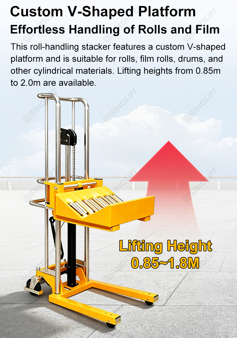 PV Manual Roll Handling Stacker for Film, Paper and Cylindrical Rolls