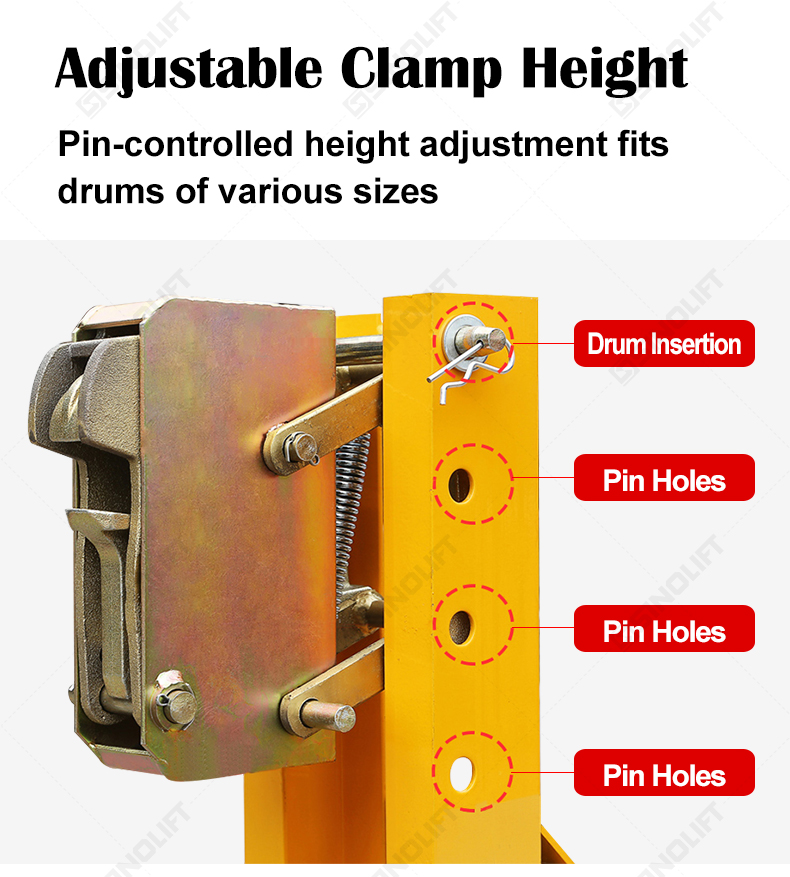 Automatic locking barrel gripper for warehouses