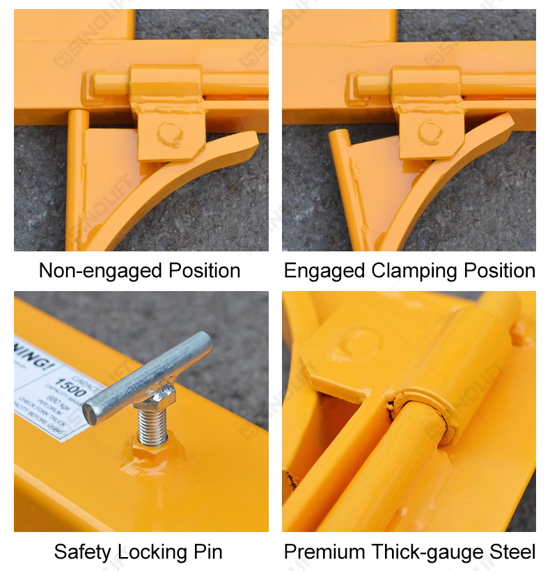 DG50 drum clamp attachment for safe 55-gallon barrel lifting