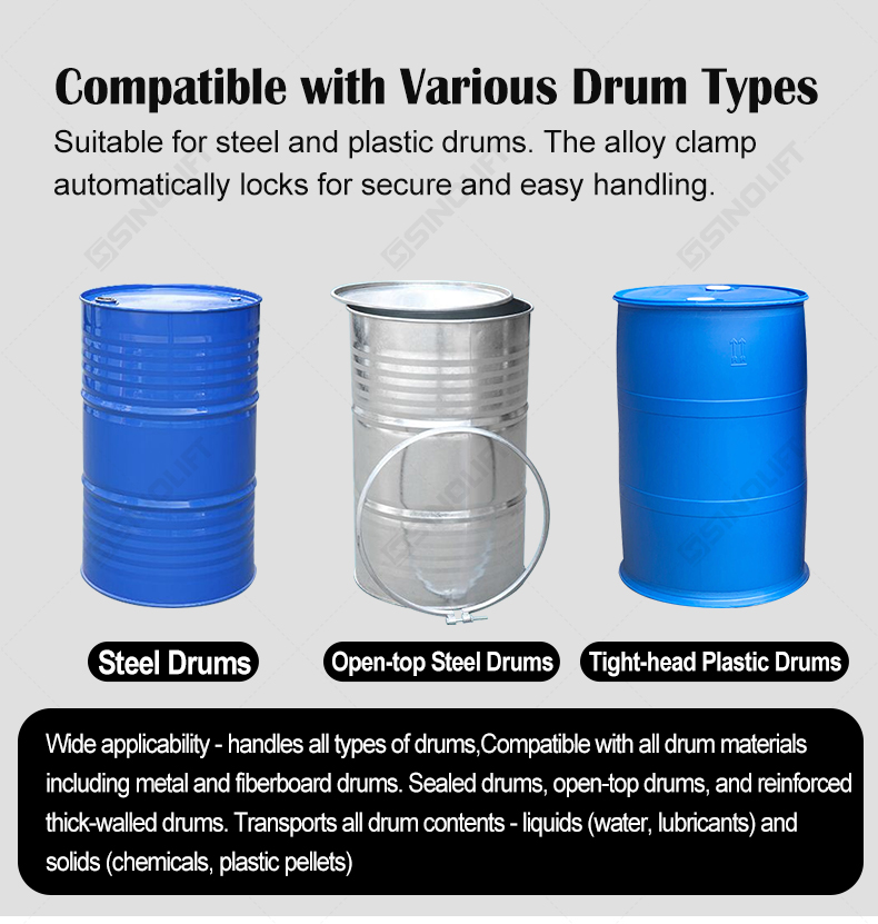 Forklift attachment for safe barrel transportation