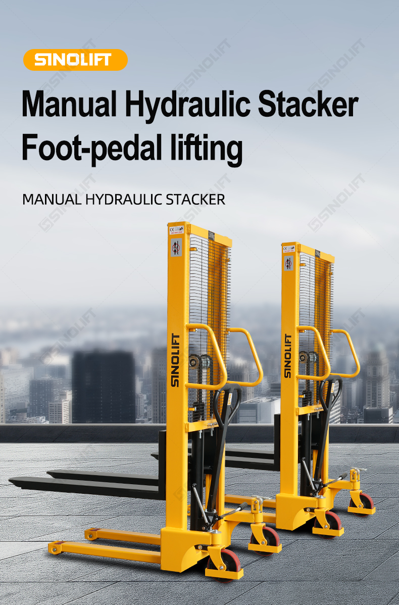SMS narrow-leg manual pallet stacker for ultra-narrow warehouse aisles