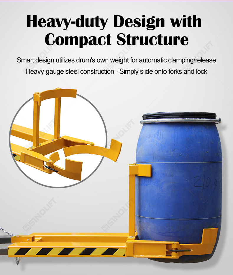 DG800 dual-drum forklift clamp for efficient bulk material handling